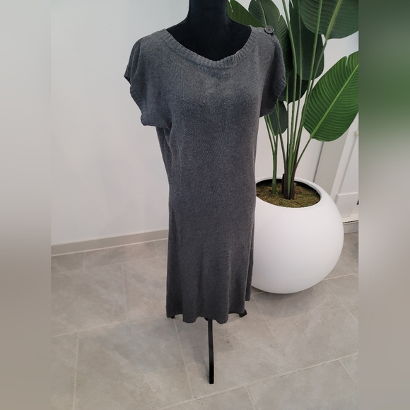 Grey Sweater Short Sleeve Dress - Picture 9 of 11